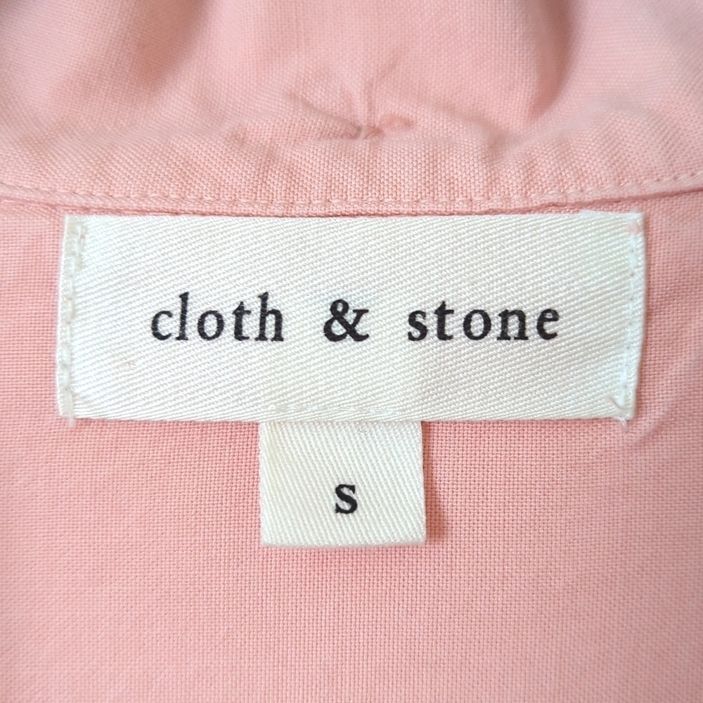 Cloth & Stone Classic Tencel Long Sleeve Button Down Tie Front Top Salmon Pink S - Picture 4 of 11